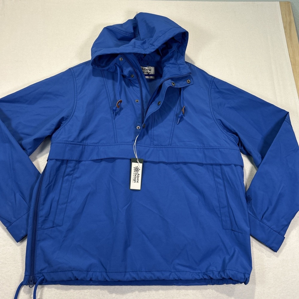 Alpine Design Mens 1962 Anorak Rain Jacket Blue Infusion Pullover ADM24709 L
